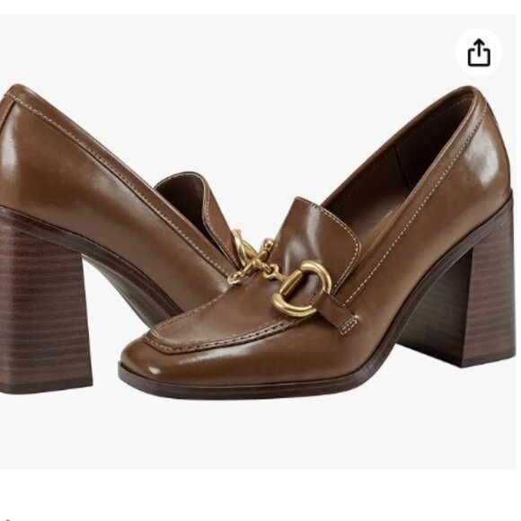 NEW MARC FISHER Harlae Heeled Bit Loafers nut for women 253 - Picture 7 of 7